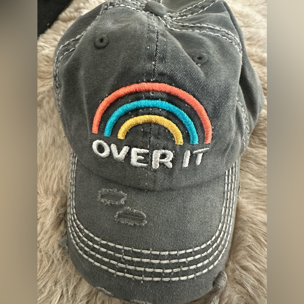 Gray Kids Cap with Rainbow Embroidery